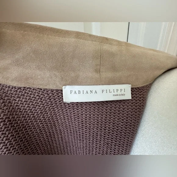 Fabiana Filippi two-tone chamois leather and cotton, waist cut jacket - Picture 4 of 16